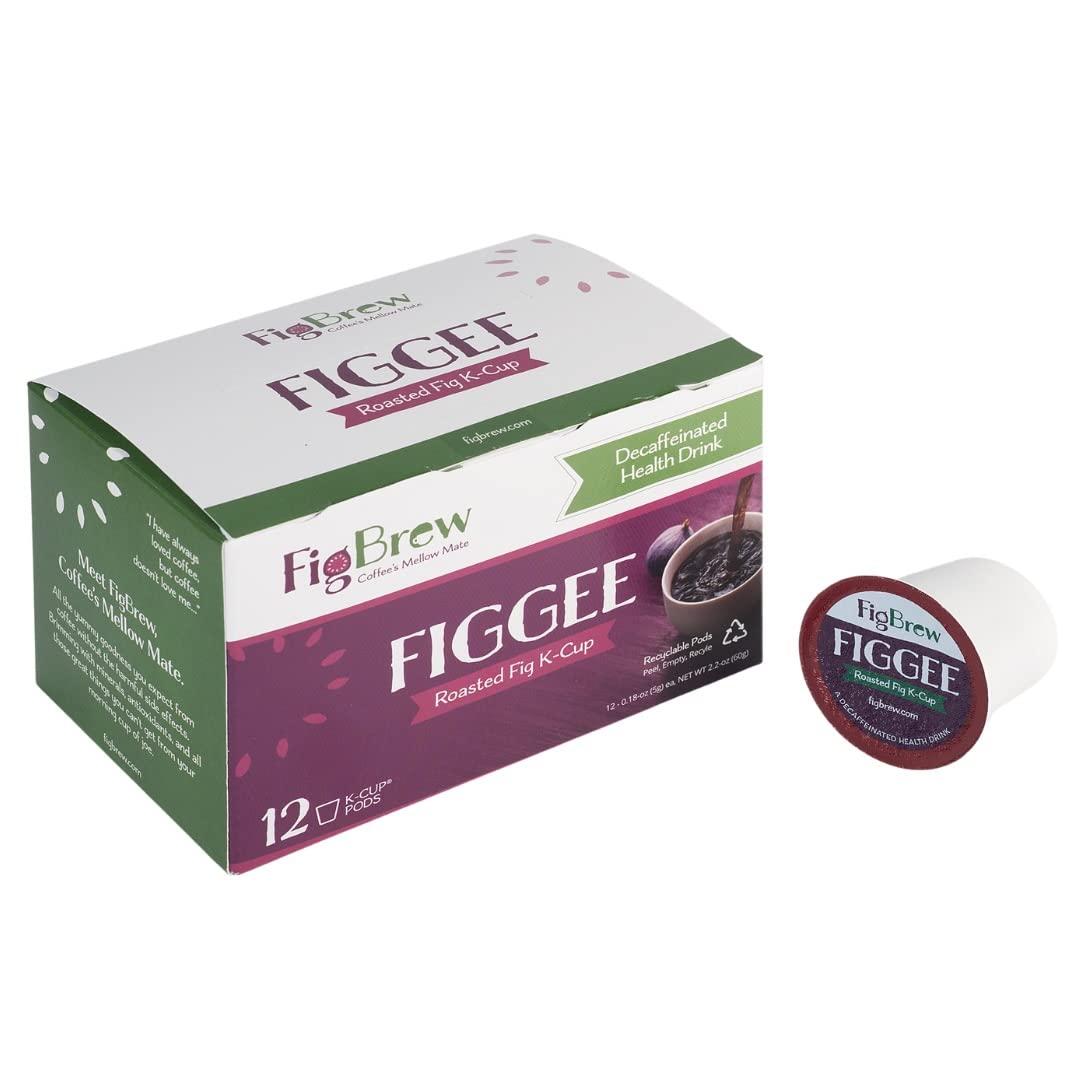 FigBrew FigBrew Figgee Roasted Fig Coffee Substitute, Coffee Alternative | Gluten-Free, Caffeine-Free, Organic & Natural Flavor | 12 Individual K-Cups, Single-Serve Pods