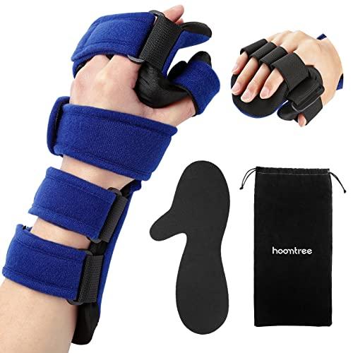 HOOMTREE HOOMTREE Stroke Resting Hand Splint Right&Left Resting Hand Splint with Finger Separator Functional Night Immobilizer Wrist Finger Brace for Carpel Tunnel Pain,Sprain Fracture,Tendonitis (Left,Blue)