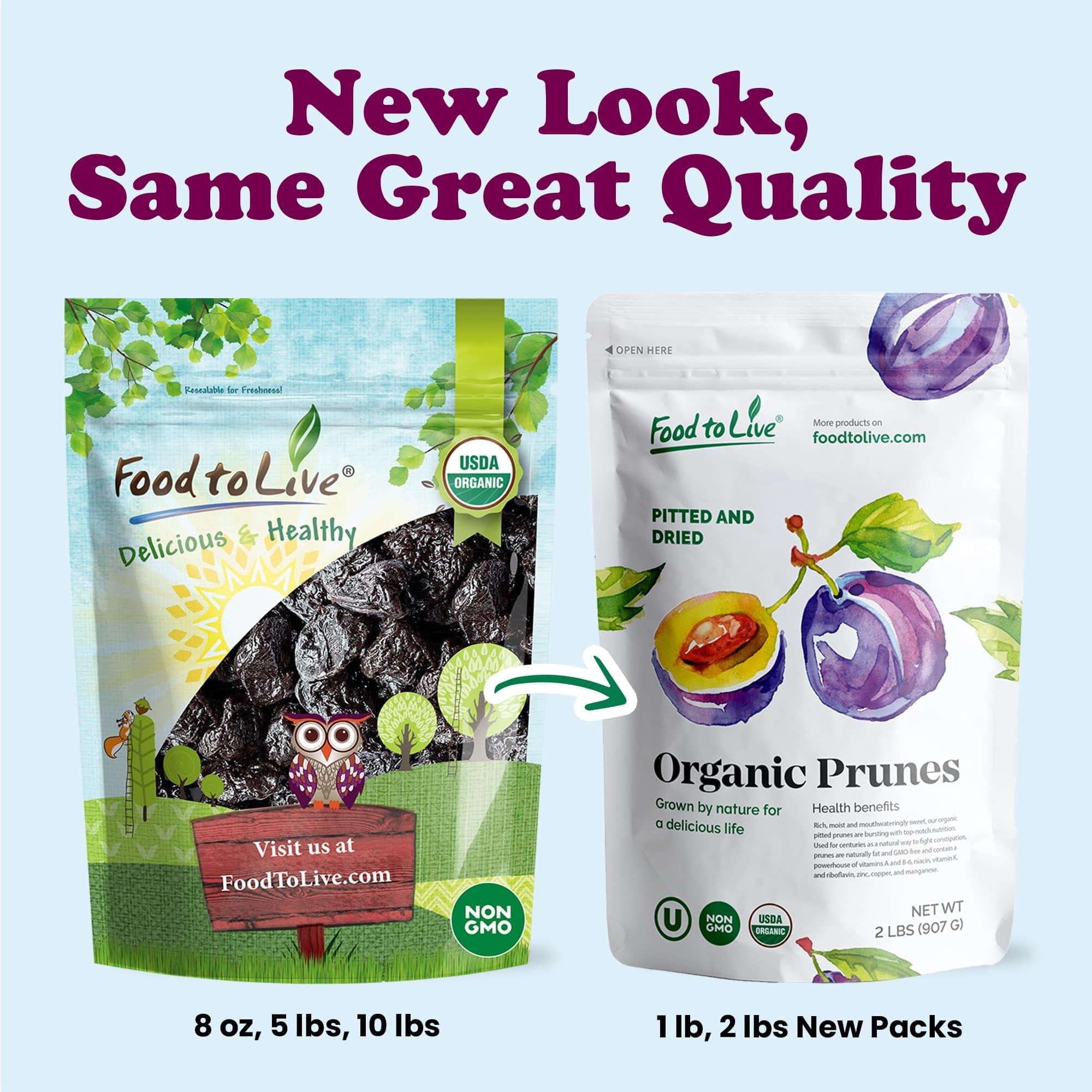Food to Live Food to Live Organic Pitted Prunes, 5 Pounds Dried California Plums, Non-GMO, Kosher, Unsulfured, Unsweetened, Bulk