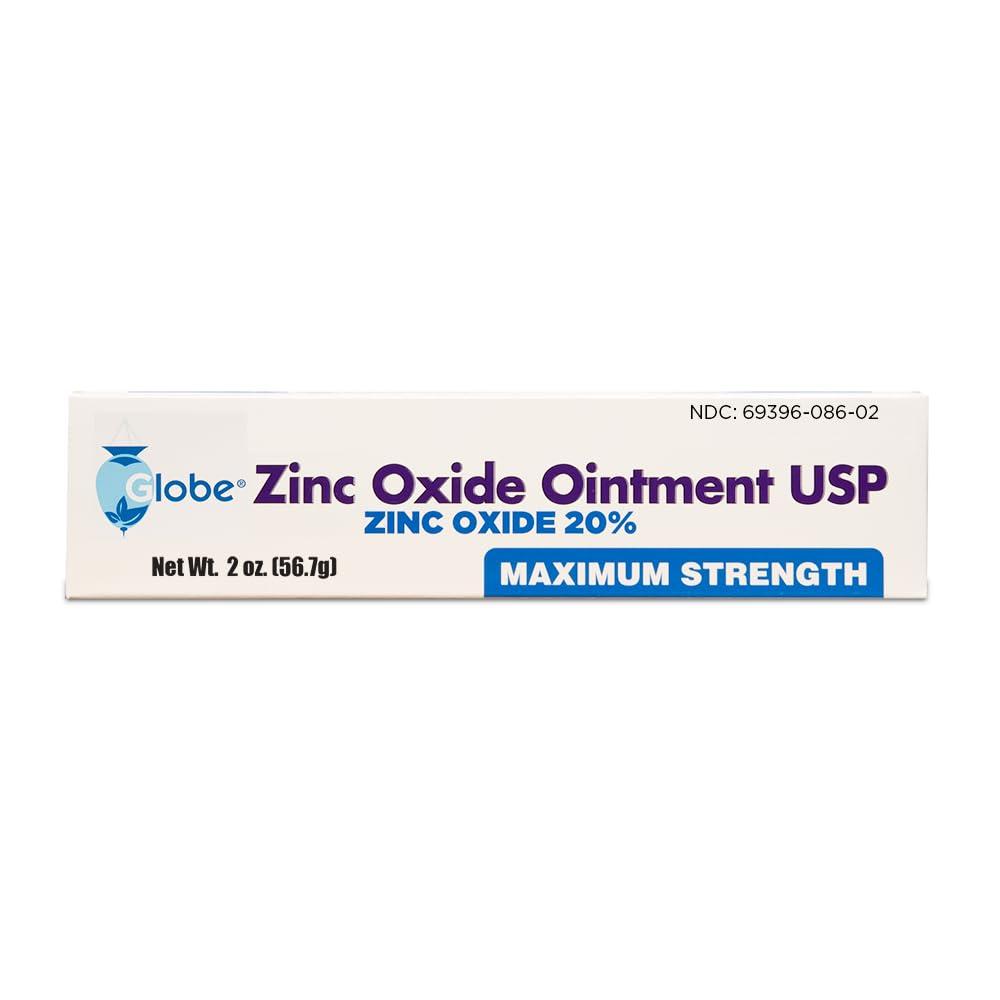 Globe Pharmacy GLOBE Zinc Oxide Ointment 20%, 2 Ounce Tube, Advanced Skin Protection, for Diaper Rash, Relief from Poison Ivy, Sumac & Oak, Protects from Wetness, Protects Chafed Skin