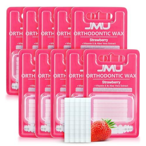 JMU JMU Braces Wax 10 Pack, Orthodontic Wax Pre-cut 500 Wax Dots, Dental Wax Strawberry Flavored