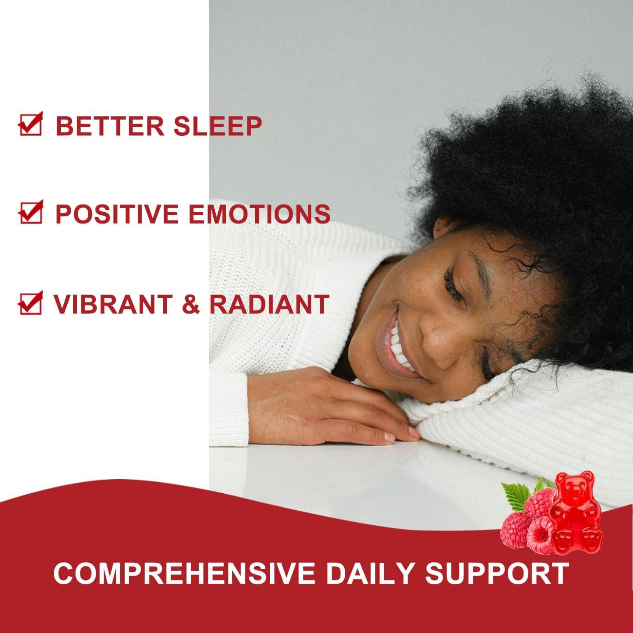 Cofure Triple Magnesium Complex 900 mg, Magnesium Glycinate, Citrate, Malate with Potassium, Calcium, Vitamin B6 for Calm & Sleep - Vegan, Non-GMO, Gluten Free - 60 Raspberry Gummies for Adults