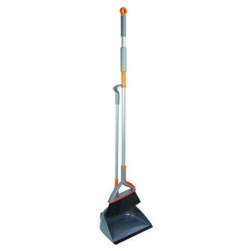 Casabella Casabella Quick 'n Easy Upright Broom and Dustpan Set, Gray/Orange