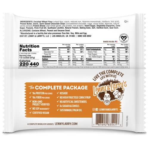 Lenny & Larry's Lenny & Larry's The Complete Cookie, Peanut Butter Chocolate Chip, Soft Baked, 16g Plant Protein, Vegan, Non-GMO, 4 Ounce Cookie (Pack of 12)