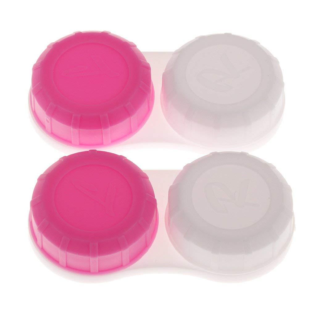 Inzopo Inzopo Double Contact Lenses Container Holder Storage Boxes Soak Eye Care red Pink