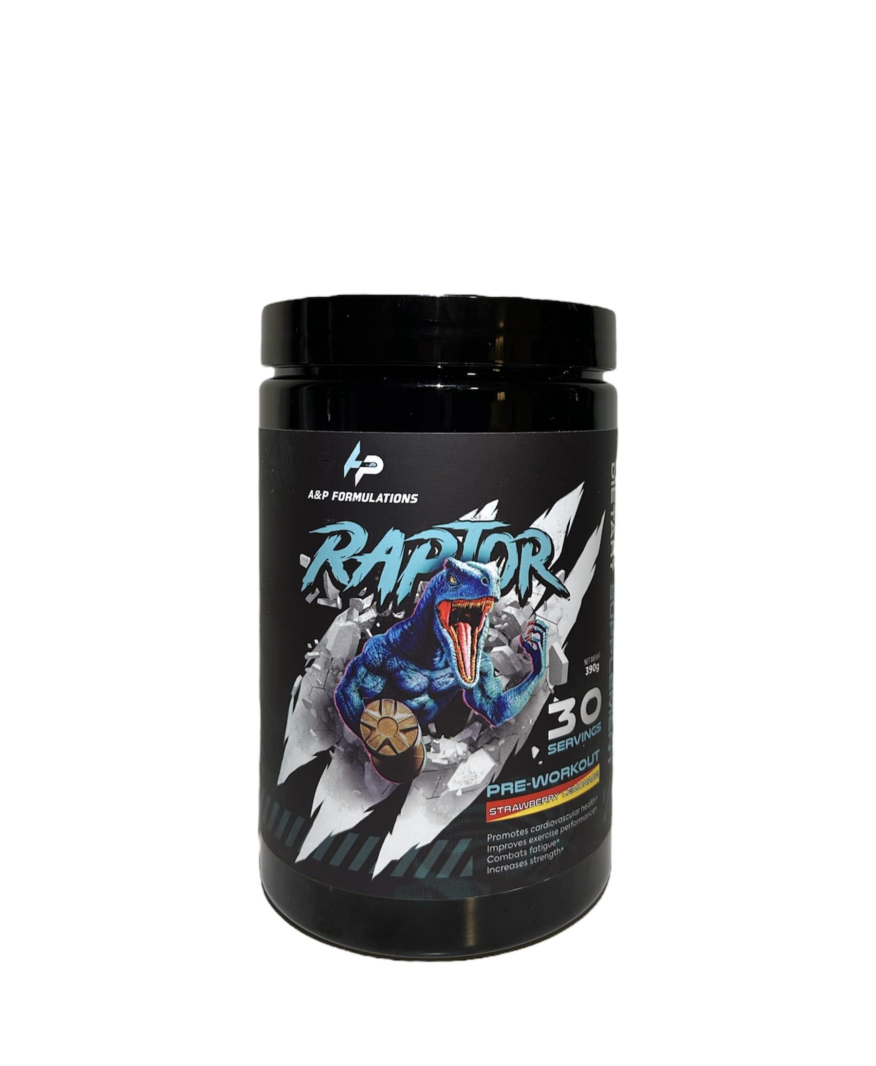 A&P Formulations A&P Formulations Raptor Pre-Workout Powder for Men & Women/Pump, Energy, Performance/ 350mg Caffeine /100mg S7/400mg Yerba Santa/Citrulline+ Beta Alanine/ 30 Servings (Strawberry Lemonade)