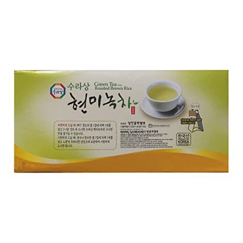 Surasang Surasang Green Tea with Roasted Brown Rice Tea, Toasty and Fragrant, Korean Herb Tea, 150 Teabags