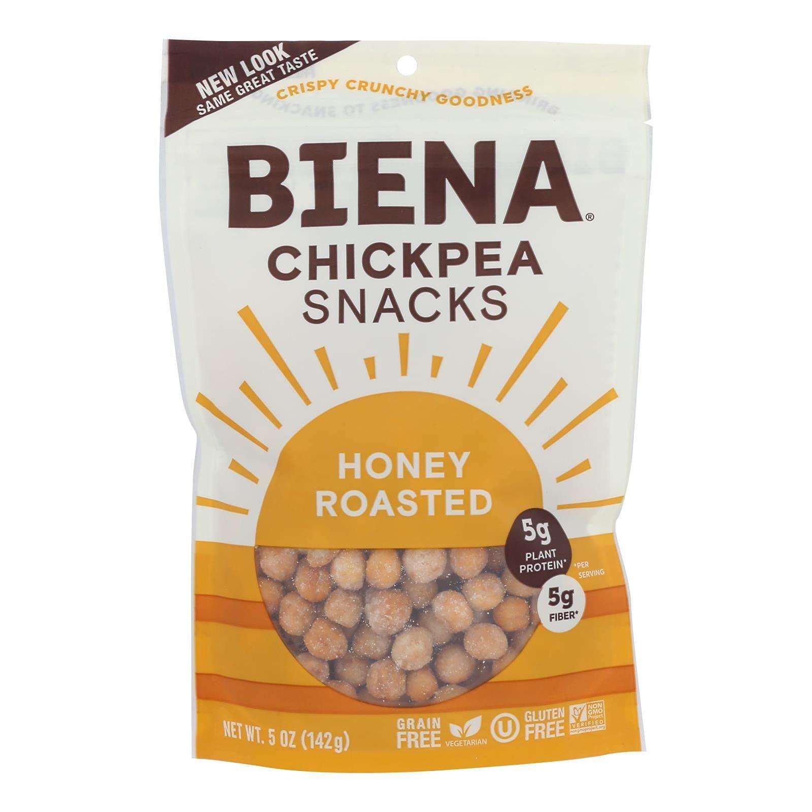 Biena Biena Honey Roasted Chickpea Snacks, 5 Ounce - 8 per case.