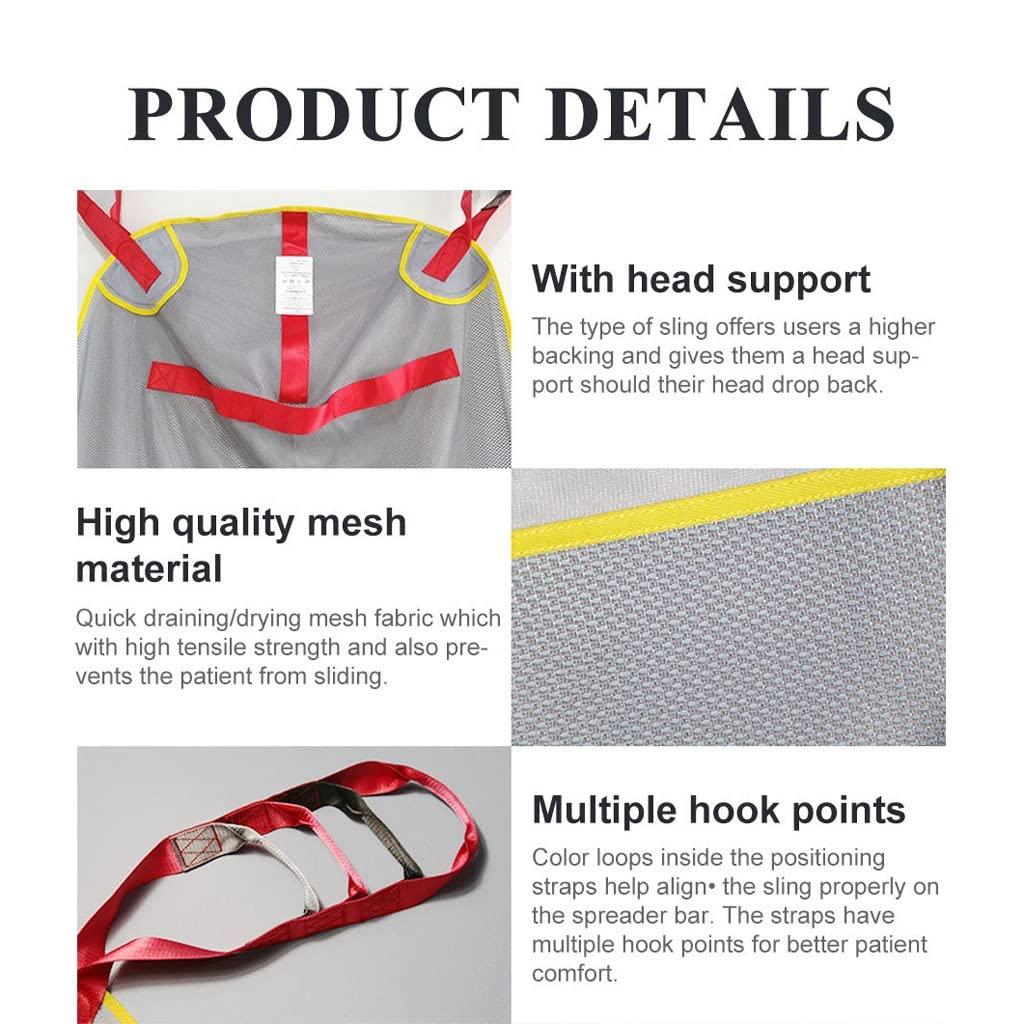 YXJPP Shower Sling Lift Sling for ToiletingPatient Lift Sling with Commode Opening Large, Full Body Mesh Sling for Hoyer Lift, Shower Sling, Toilet Sling(Weight Capacity 507 Lbs) L