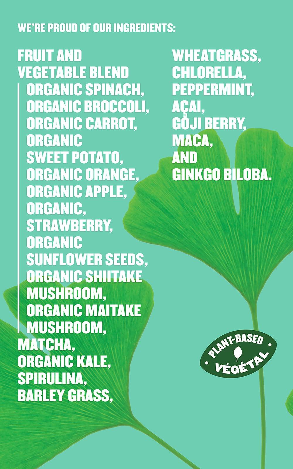 SUBI SUBI Best Green Superfood NOT Flavoured Vegetable and Daily Greens Replacement Raw Ingredients: Matcha, Kale, Barley Grass, Spirulina, Acai, Goji Berry + More Morning Energy Booster 40 Day Supply