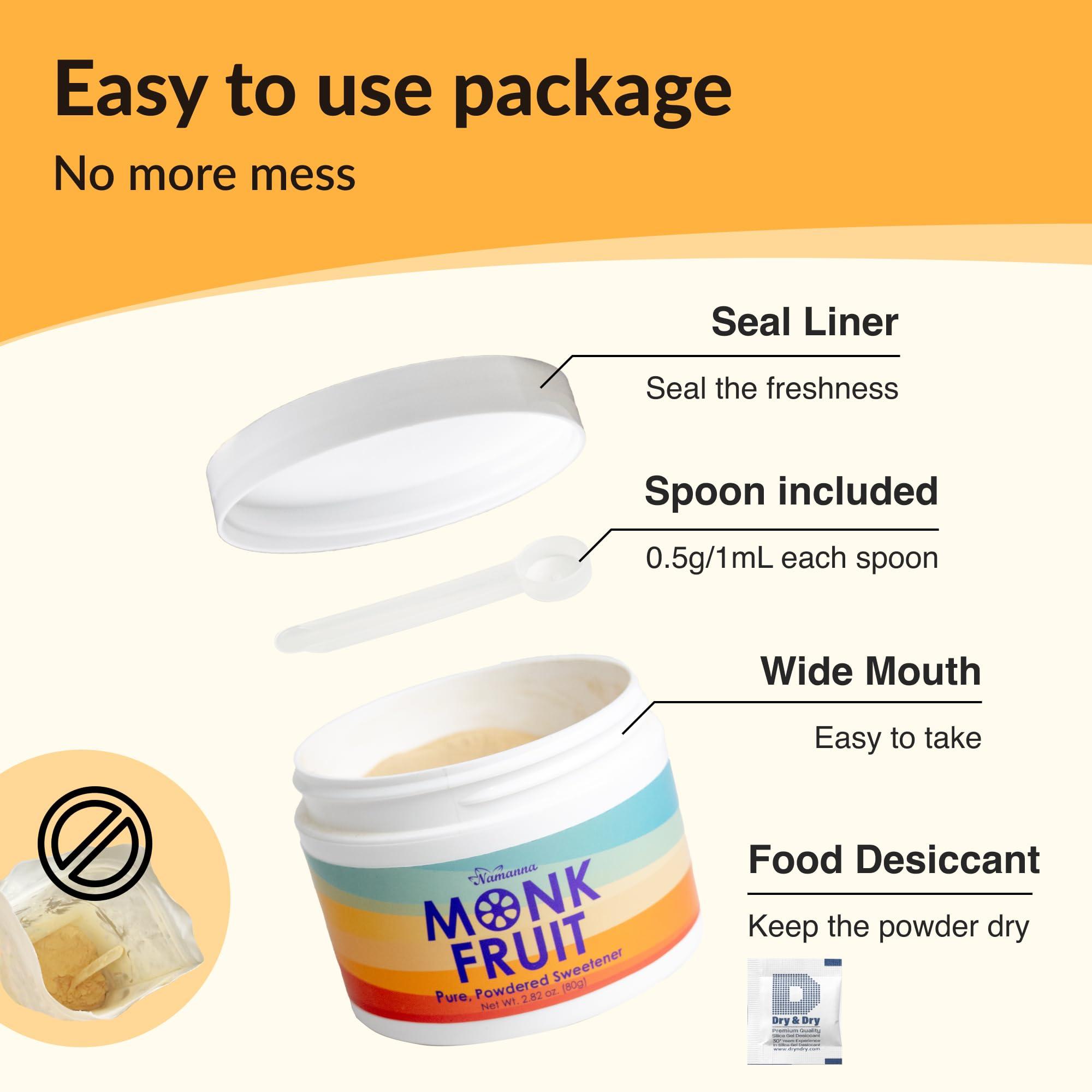 NAMANNA NAMANNA Pure Monk Fruit Sweetener - Zero Calorie, Zero Carb, Paleo and keto Safe - (7% Mogroside V, 200g, 1,110 Servings) - 3 Pack