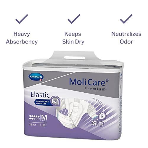 HARTMANN H MoliCare Premium Incontinence Brief, 8D - Heavy Absorbency Adult Diaper with Refastenable Tabs - Unisex, Size Medium, 26 Count, 1 Pack