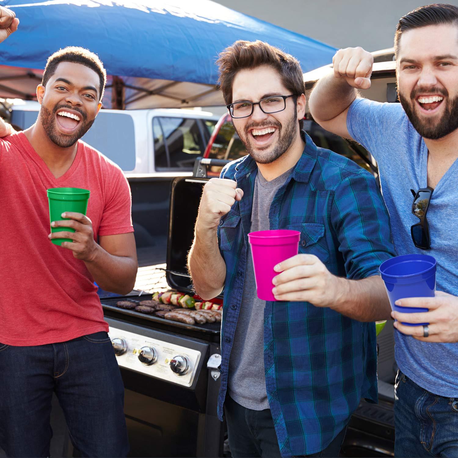 Rolling Sands Rolling Sands 16 Oz Reusable Plastic Stadium Cups, Bulk 50 Pk, USA Made, BPA-Free Dishwasher Safe Plastic Tumblers, Lime Green