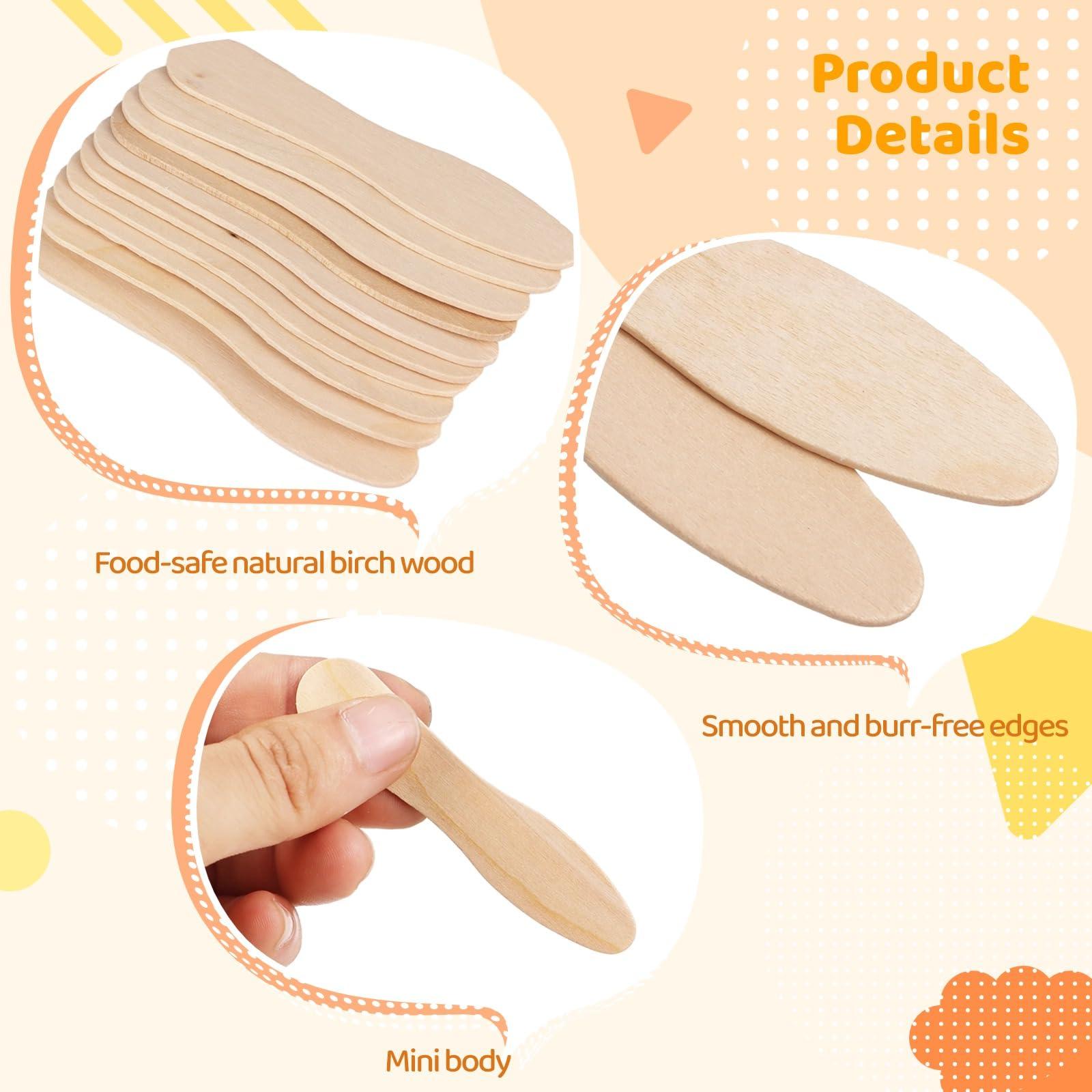 Tideme 2000 Pcs Wooden Ice Cream Sample Spoons Bulk Disposable Honey Gelato Tasting Sticks Mini Wood Chocolate Hot Cocoa Summer Essential Stick Small Wedding Dessert Spoon for Sampling, Craft, 3 Inches
