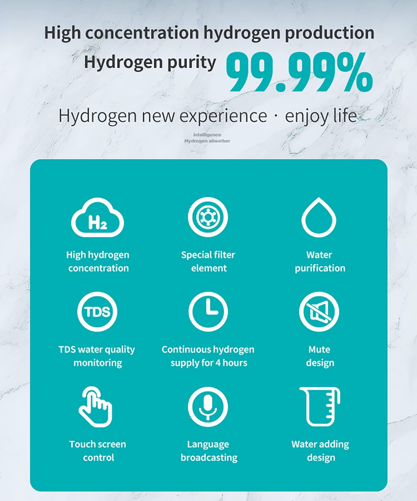 FXNFXLA FXNFXLA Hydrogen Inhalation Machine, 99.99% High Purity H2 Hydrogen Inhaler, 4 Hours Continuous H2 Supply, SPE/PEM Ionizer, for Home Office(Size:300ml/min,Color:Single Suction)