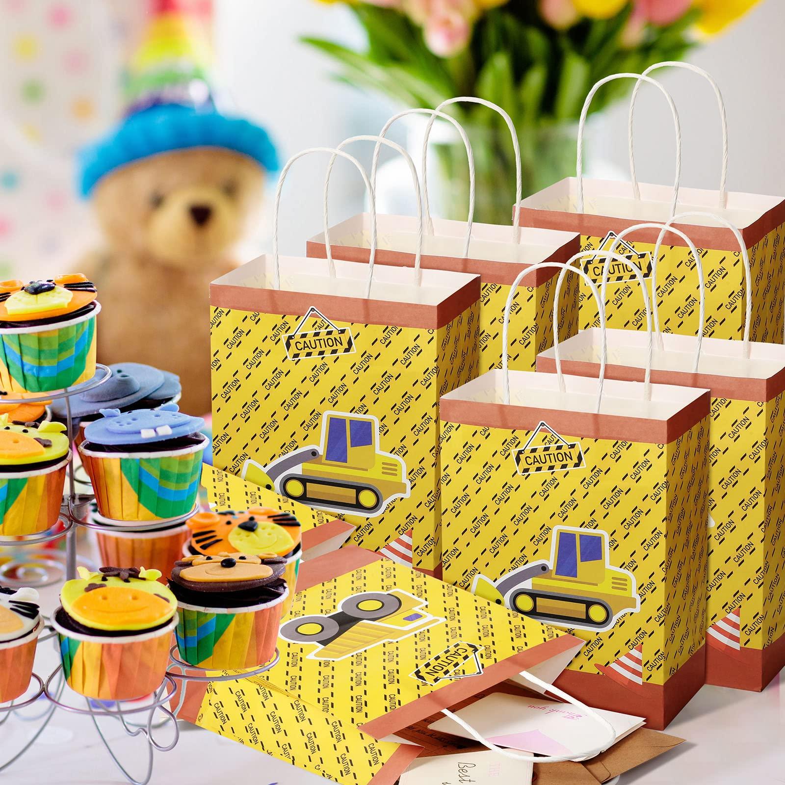 Spakon 24 Packs Construction Party Favor Bag Construction Birthday Party Supplies Decoration Dump Truck Goodie Gift Bags for Kids Boy Birthday Party Baby Shower Dump Truck Party