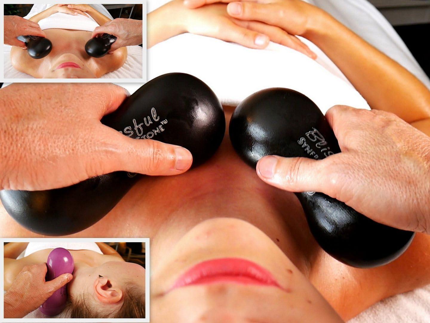 SYNERGY STONE Advanced (Midnight Black)(Set of 10) Ultra-Smooth Synergy Stone Hot Stone Massage Tools - Pro Kit for Full Body Massage - Relaxing and Therapeutic Deep Heat