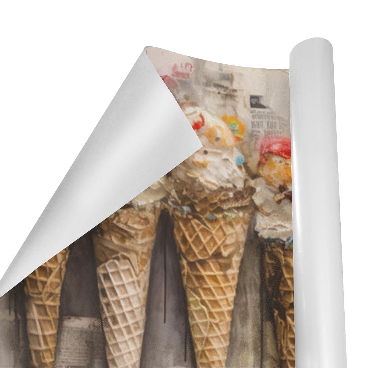 DNOVING DNOVING 2 Rolls Ice cream cone Birthday Wrapping Paper - 58 x 23 inch Gift Wrapping Paper for Boys & Girls Birthday & Wedding GWP-720491434