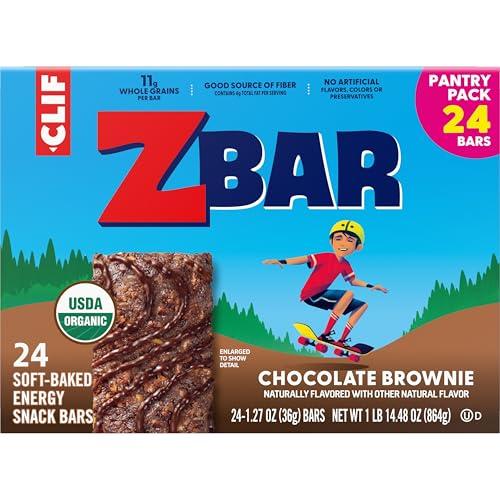 Clif Kid Zbar Zbar - Chocolate Brownie - Soft Baked Snack Bars - Non-GMO - 10g Whole Grains - USDA Organic Granola Bars (24 Pack)