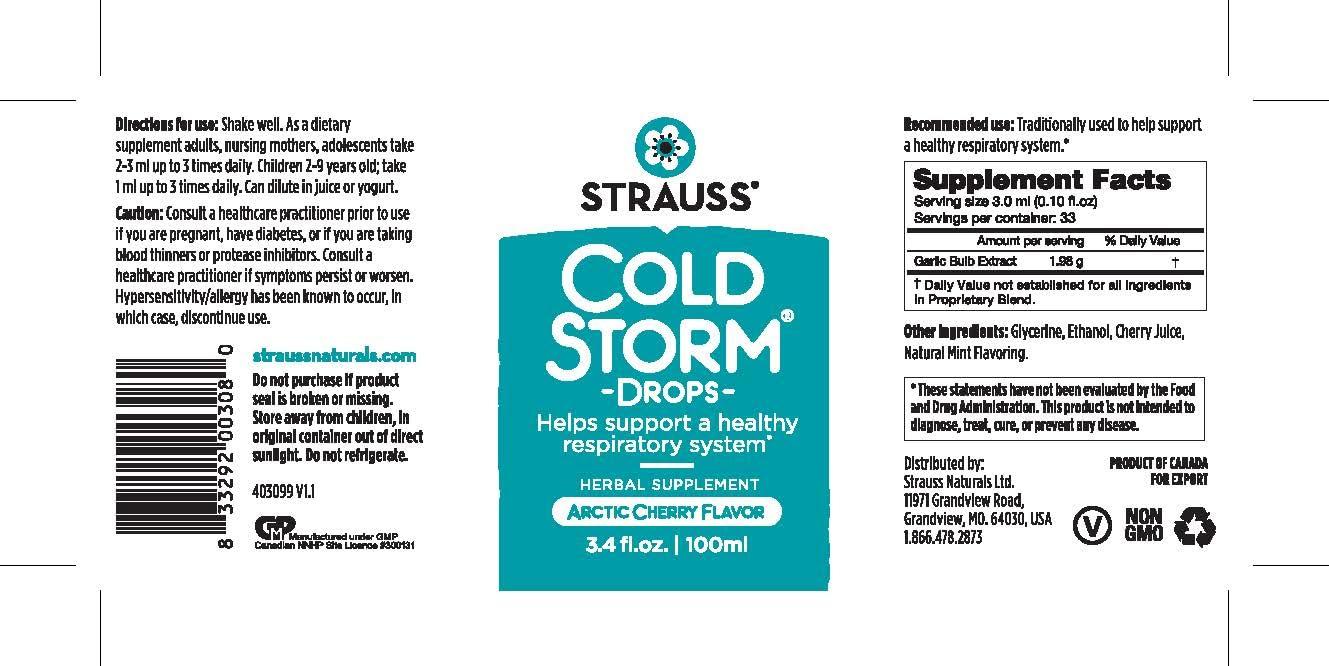Strauss Heartdrops Strauss Naturals Coldstorm Drops – Immune & Respiratory Systems Support Supplements with Arctic Cherry Flavor, Natural Formula, Gluten-Free, Soy-Free, and Non-GMO, 3.4 fl oz