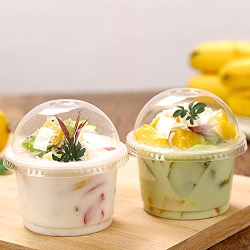 Coobbar Dessert Cups with Dome Lids,50 Pack Dessert Cups with Lids Plastic Dessert Cups, Disposable Party Cups Disposable Snack Bowls for Ice Cream, Cake, Fruit, Parfait, Pudding and Jello Shot (10 OZ)