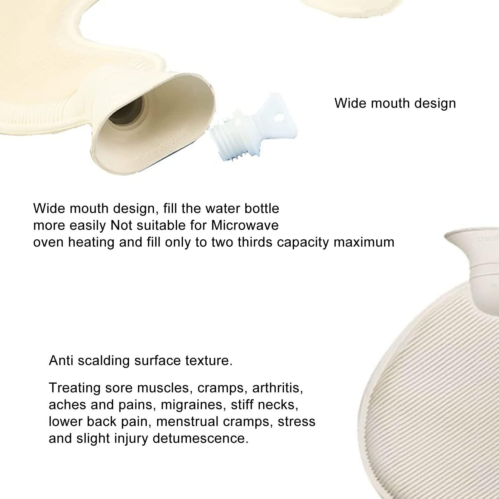 CHICIRIS CHICIRIS Neck Hot Water Bag, 1 Liter U Shaped Rubber Hot Water Bottle with Cover for Pain Relief, 14.3 x 12.4 (Gray)