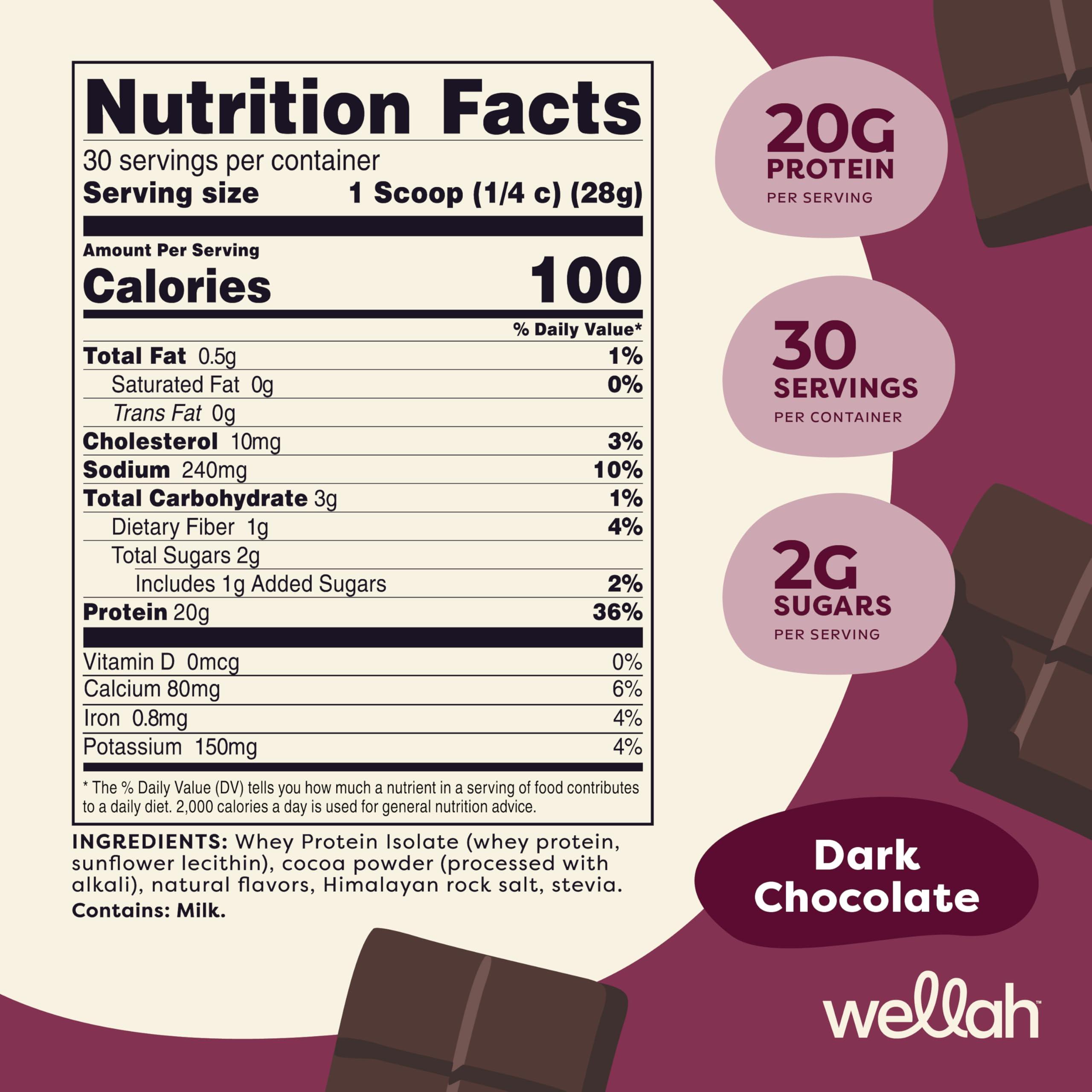 Wellah Wellah Protein Your Whey (30 Servings, Dark Chocolate) - Whey Protein Isolate Protein