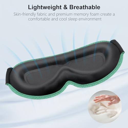 Gritin Gritin 100% Blackout Sleep Eye Mask for Women Men,Zero Eye Pressure Sleeping Mask-Ergonomic Design 3D Cutout Eye Movement and Eyelash Friendly Night Blindfold,Ultra Soft&Comfortable for Sleeping-Cyan
