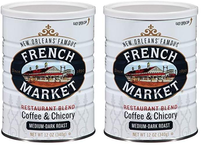 FRENCH MARKET French Market Coffee, Coffee and Chicory, Dark Roast Ground Coffee, 12 Ounce Can 3 Count (Pack of 2)