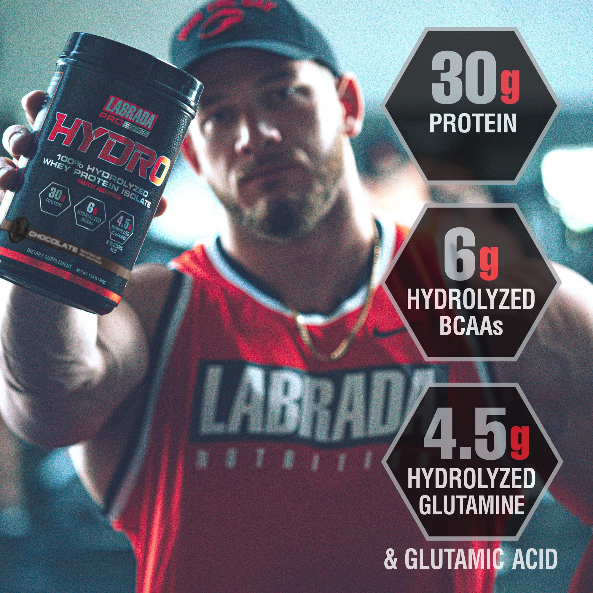 Labrada Labrada Hydro 100% Pure Hydrolyzed Whey Protein Isolate Powder, Lactose Free, Fastest Digesting, Instant Mixing,Delicious Taste 20 Servings(Chocolate)