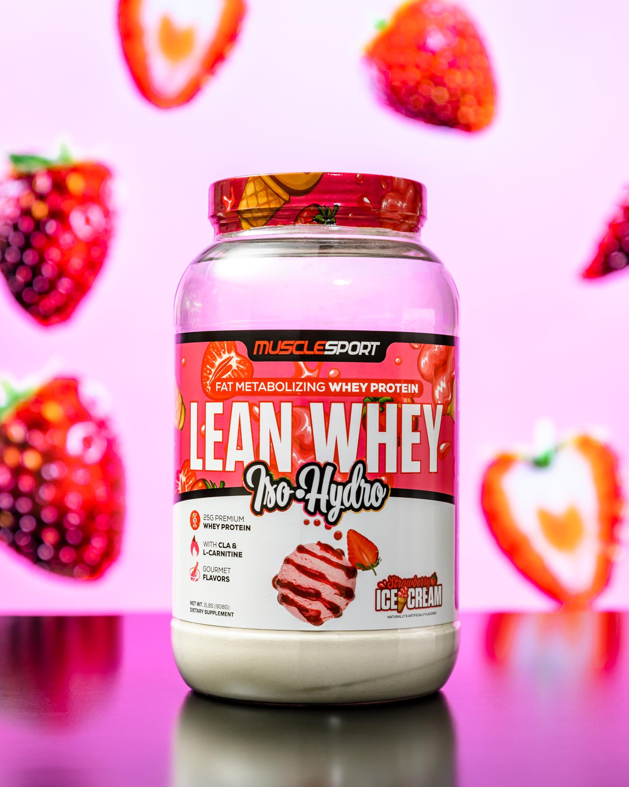 Musclesport Musclesport Lean Whey Revolution Protein Powder - Whey Protein Isolate - Low Calorie, Low Carb, Low Fat, Incredible Flavors - 25g Protein per Scoop - 5lb Strawberry Creme
