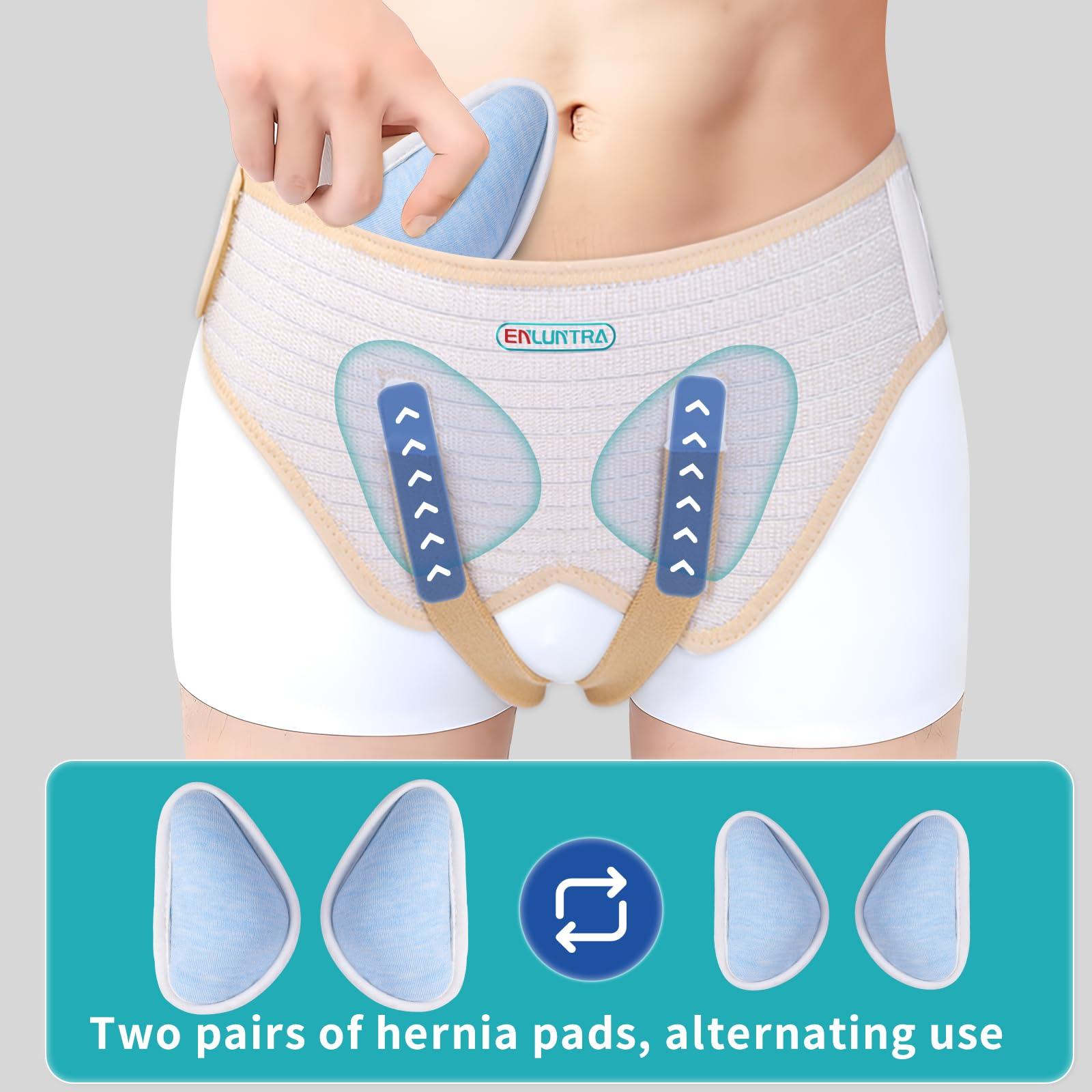 ENLUNTRA ENLUNTRA Hernia Belts for Men Adjustable Inguinal Hernia Support Belt for Men & Women with 4 Compression PadsHernia Support Truss for Single/Double Inguinal or Sports HerniaM