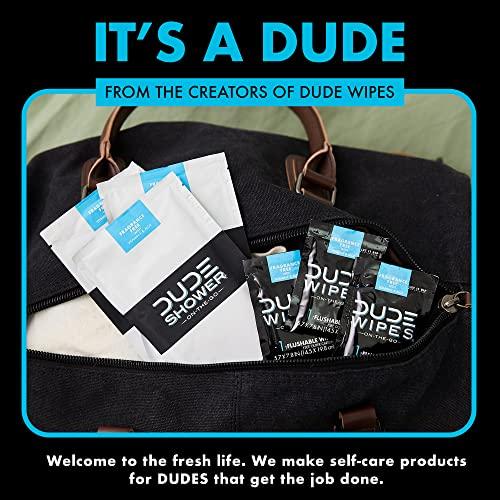 Dude DUDE Wipes On-The-Go Shower Wipes - 1 Pack, 8 Wipes - Unscented Extra-Large Wipes with Vitamin E & Aloe - Full Body Shower Replacement Wipes