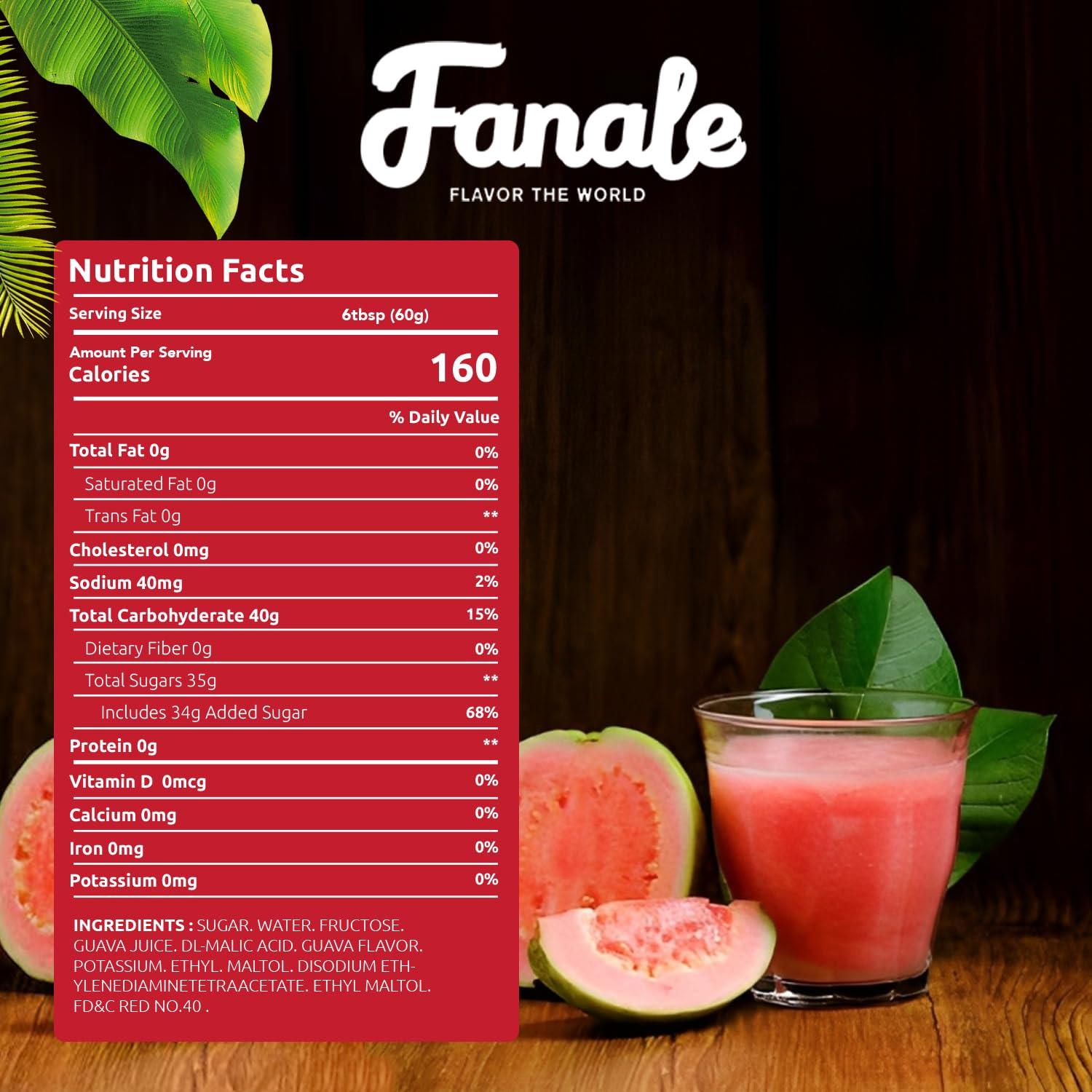 Fanale Fanale Premium Flavoring Concentrated Syrup for Bubble Tea 11 lb | Guava Flavor Syrup | for Boba Tea, Smoothies, Slushes, Desserts | 11lb | Pack of 4 | SRP210-CS