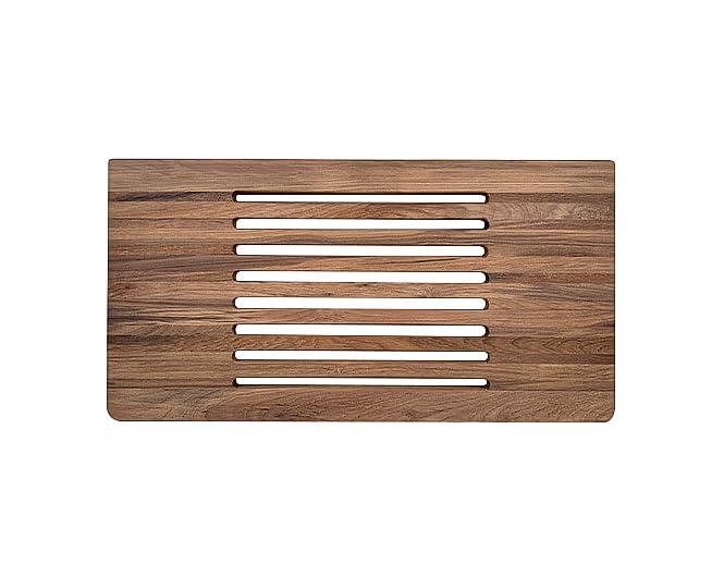 GrabBars.com 24" Wall Mounted Teak Wood Folding Shower Seat Bench with Slots