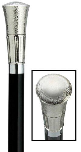 King Of Canes Walking Cane - Silver Men's straight formal cane with 3 1/4" high embossed cap, black wood shaft, 36" long with rubber tip. Cap is available in silver finish.