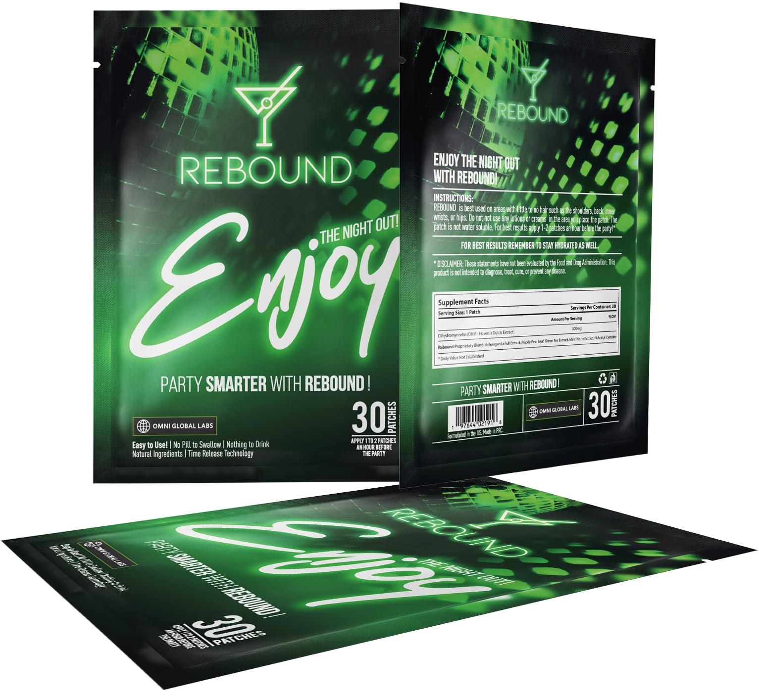REBOUND WORK HARD. PLAY HARD. DONT SUFFER HARD Rebound Patch Flex - Pack of 30 Patches - for Active Nights and Energized Mornings