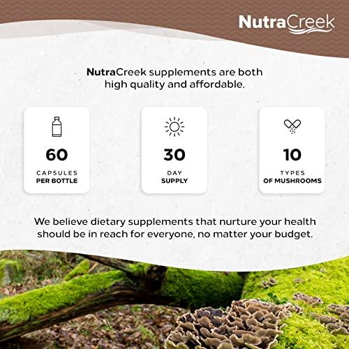 NutraCreek NutraCreek Mushroom Complex | Cordyceps Mushroom, Reishi, Shiitake, Maitake and Lions Mane Supplement. A 10-Mushroom Supplement to Support Your Mind and Body | 60 Mushroom Capsules