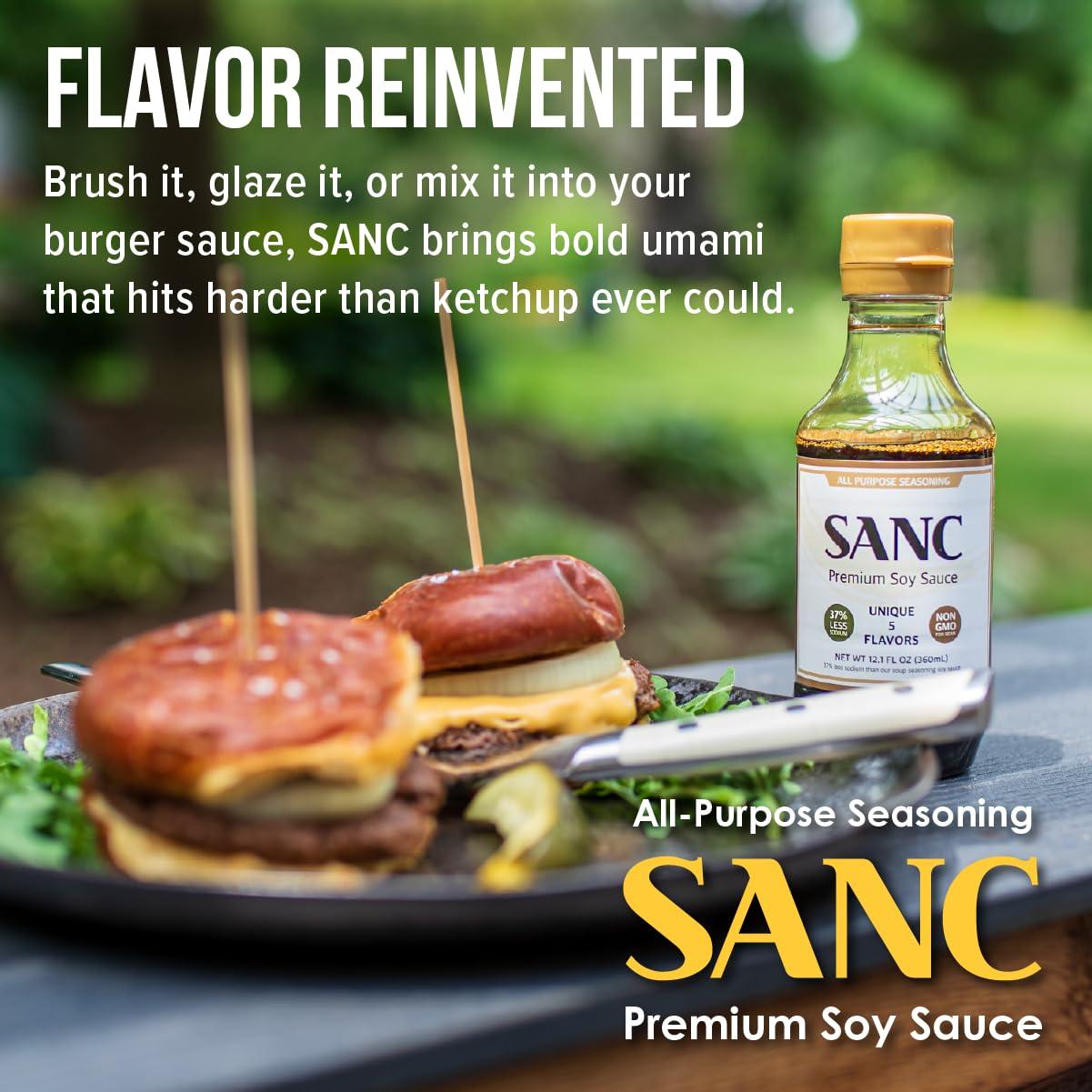 Shinangchon SANC All Purpose Korean Soy Sauce, 12.2 Fl Oz (Pack of 1) A Must-Have for Every Pantry, Low-Sodium Salt Substitute, NON-GMO Bean, No Artificial Additives, Naturally Brewed with Music Fermentation