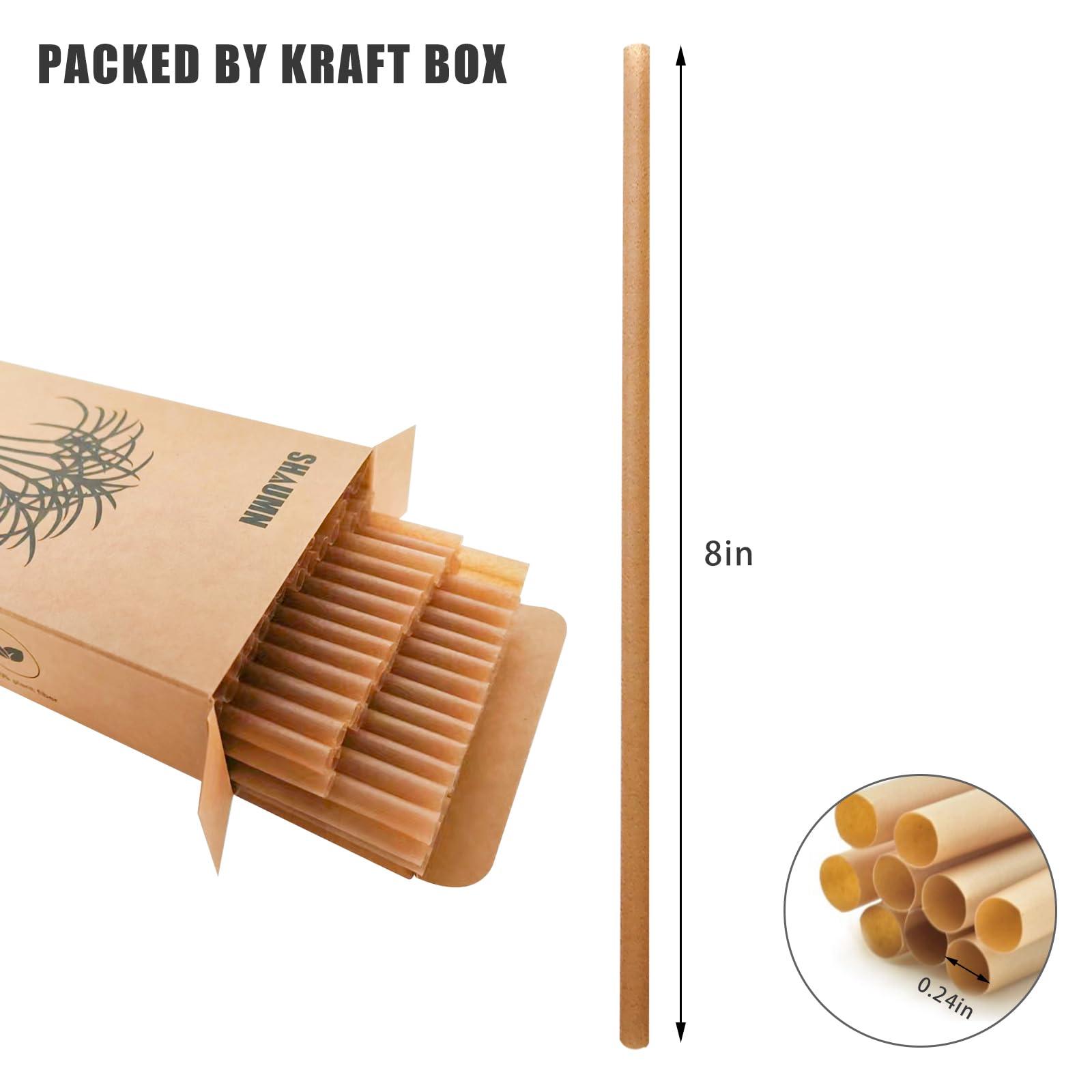SHAUMN 600pcs Sugarcane Straws 8 Inch Compostable Straws Biodegradable Drinking Straws Plasticless Sturdy Smoothie Straws Not Foggy Compatible with All Lid Types
