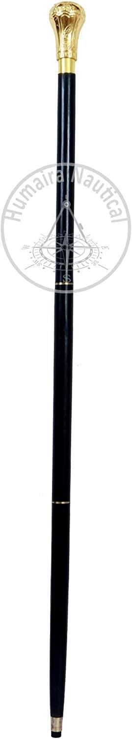 Zayan Nautical Zayan Nautical Replica of Bat Masterson Brass Knob Handle Walking Cane, Gold, 37 inch