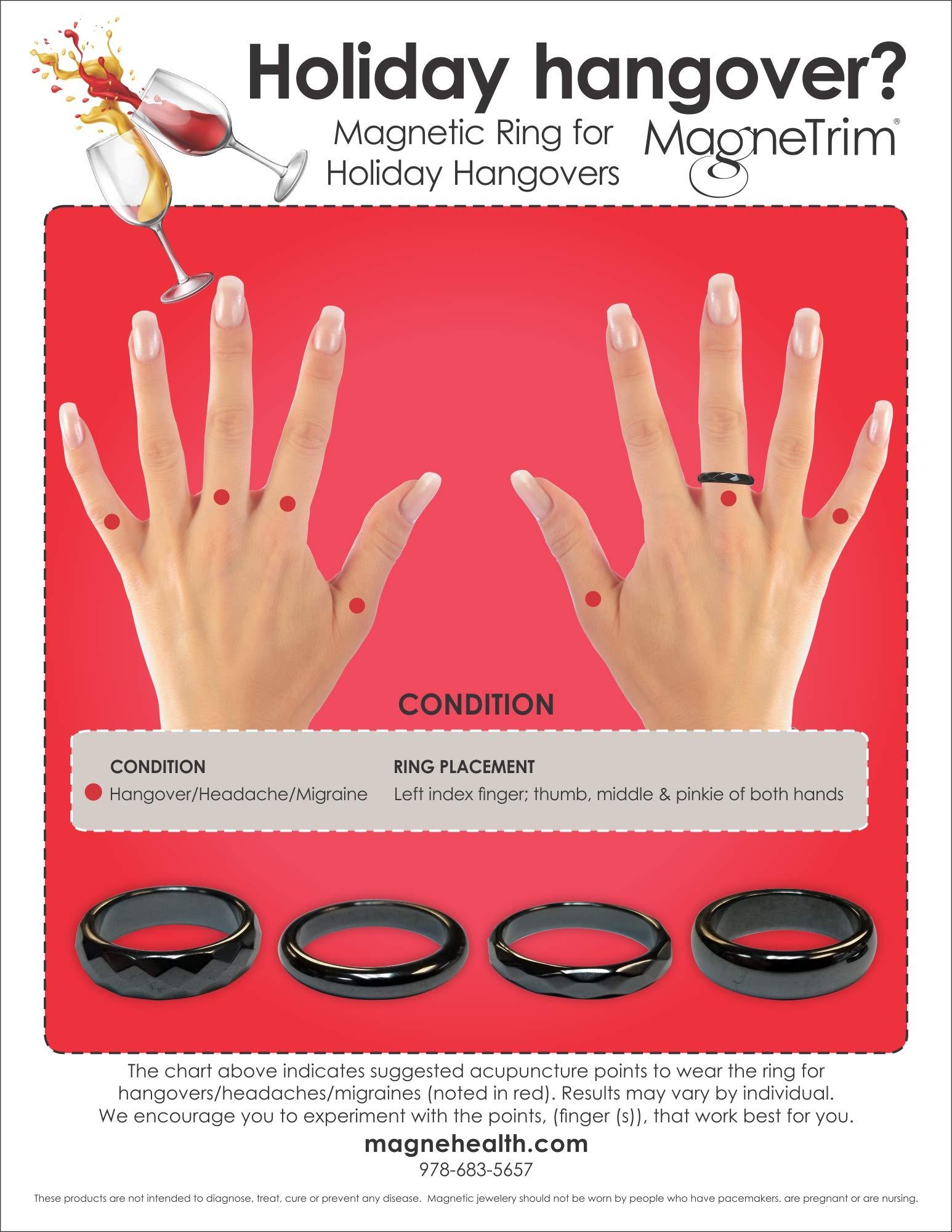 MAGNEHEALTH MAGNEHEALTH Hematite Rings - Beveled Magnetic Band Ring for Men and Women, Unisex Black Hematite Magnetic Ring, Absorbs Negative Energy, Anxiety Balance and Root Chakra Jewelry, Size 8