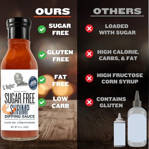G Hughes G Hughes Sugar Free, Shrimp Dipping Sauce - Shrimp Sauce, Great Tasting Healthy Sauce, Shrimp Cocktail Sauce, No High Fructose Corn Syrup, Gluten Free - 12 Oz (3-Pack)