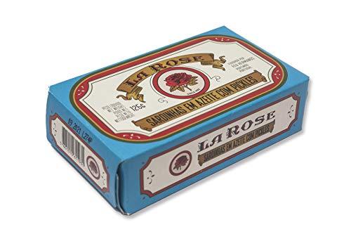 La Rose La Rose from Portugal - Gourmet Canned Sardines in Olive Oil with Pickes - 4.23oz / 120gr (Pack of 5 cans)
