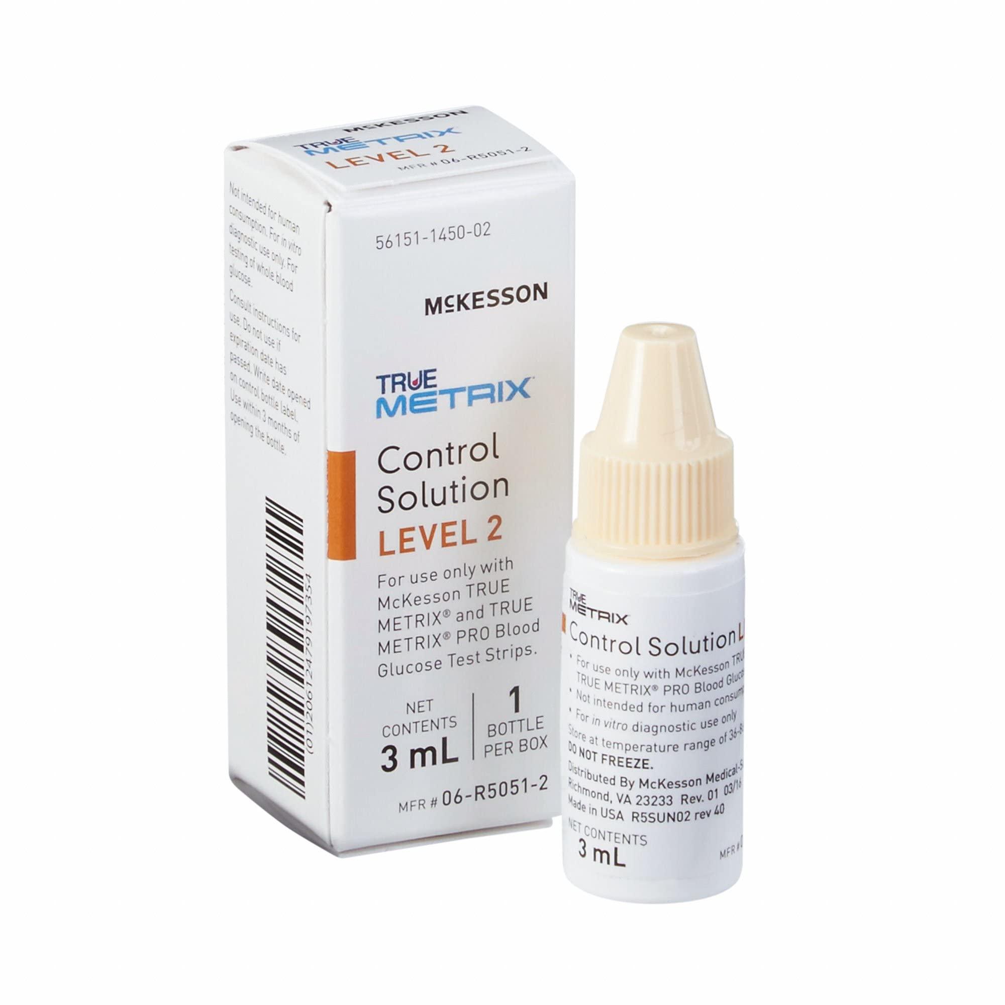 McKesson McKesson True METRIX Blood Glucose Testing Control Solution, Level 2, 3 mL Vial, 24 Count