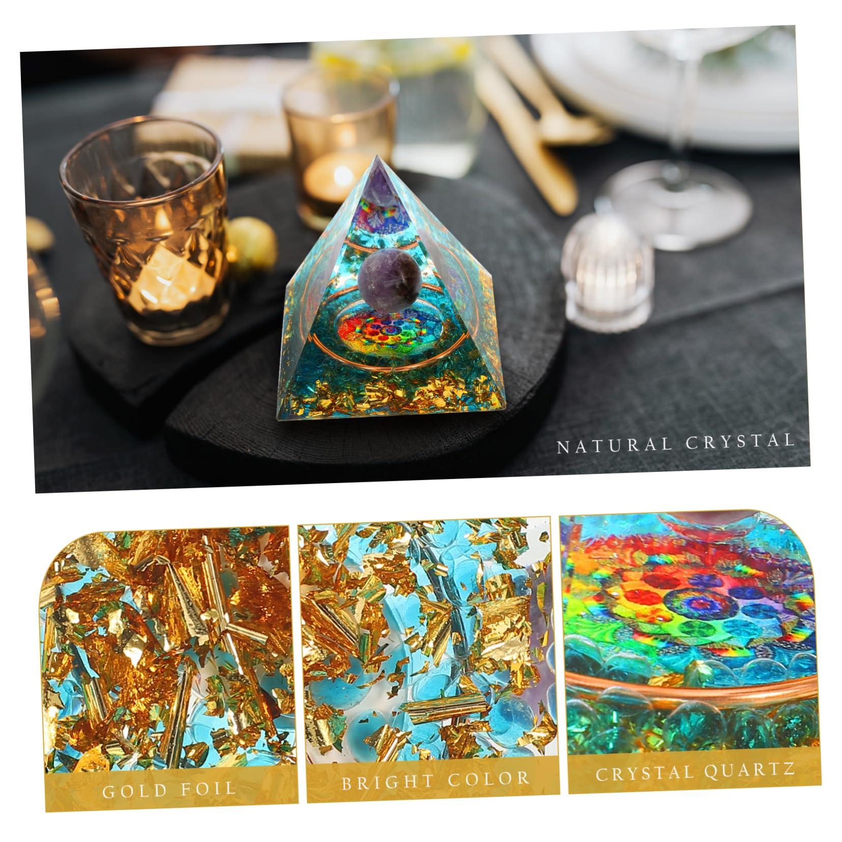 FRCOLOR FRCOLOR Moldavite Crystal Pyramid Pendulum Decorative Egyptian Decor Home Accessory Wear-resistant Resin Pyramid Car Decoration