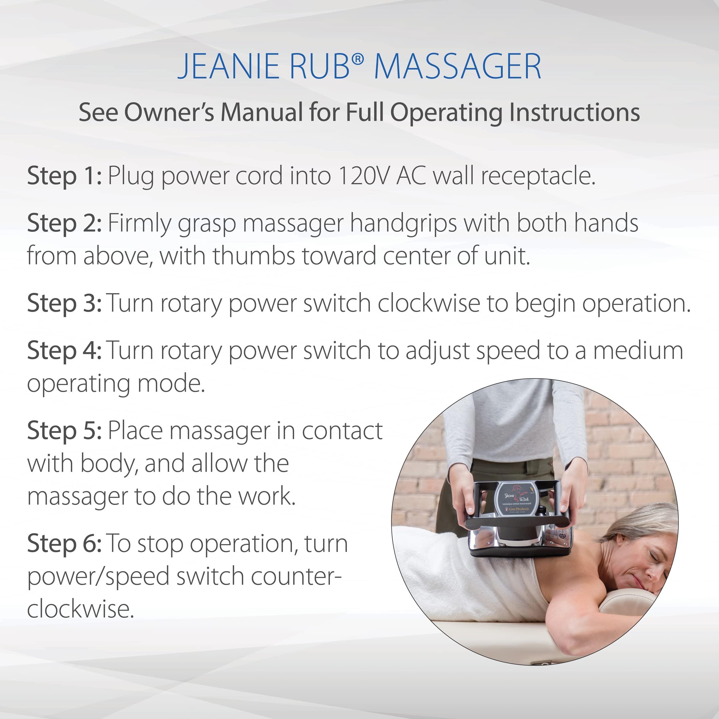 Core Products Core Products Jeanie Rub Variable Speed Massager, Premium Quality Deep Tissue Back & Shoulder Massager for Pain Relief, Body Massager for Back, Neck, Lower Back & Cellulite Massage