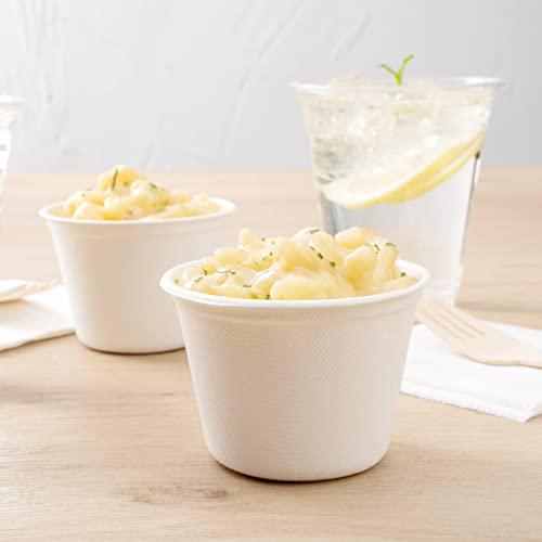 Restaurantware Restaurantware Pulp Tek 5 Ounce Earth-Friendly Coffee Cups, 100 Disposable Party Cups - For Hot Or Cold Drinks, Microwavable, White Bagasse Sustainable Cups, Made From Sugarcane, Freezable