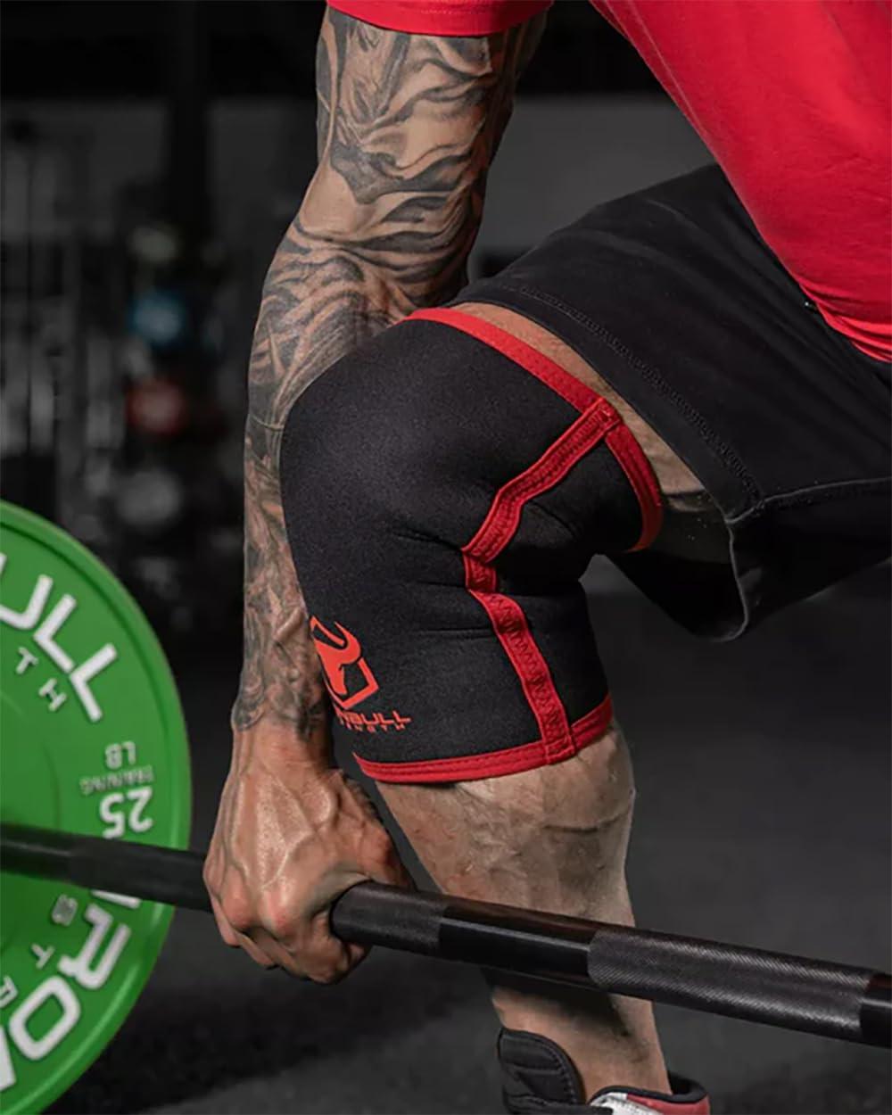 Iron Bull Strength Iron Bull Strength Knee Sleeves for Powerlifting (7mm) - Weightlifting Knee Compression Sleeve for Squats - Knee Brace Support for Gym, Workout, Fitness (Small)