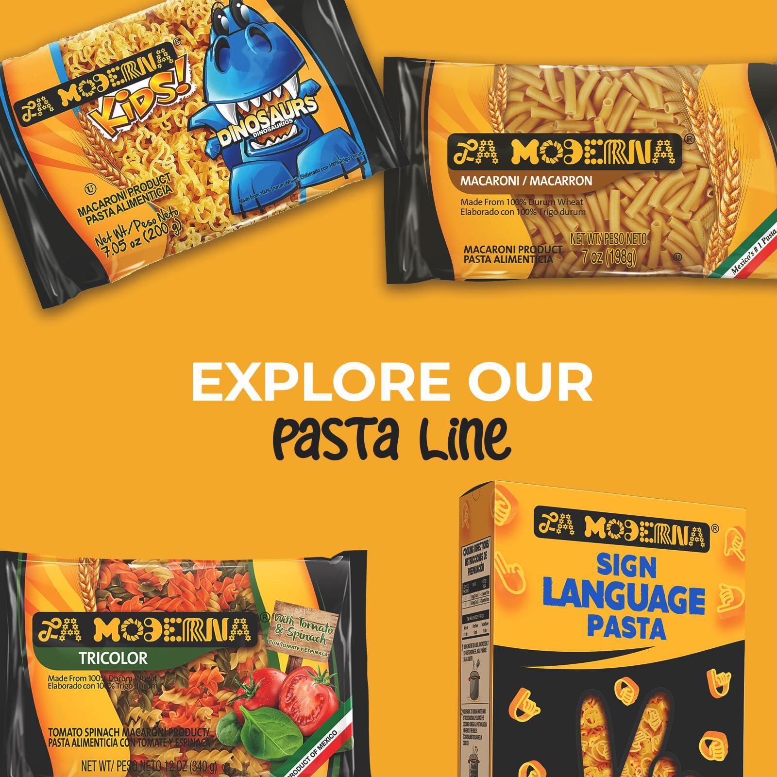 La Moderna LA MODERNA, Kids Dinosaurios, Pasta, Hecha con Smola de Trigo Durum, Enriquecida con Vitaminas y Hierro, 7 oz